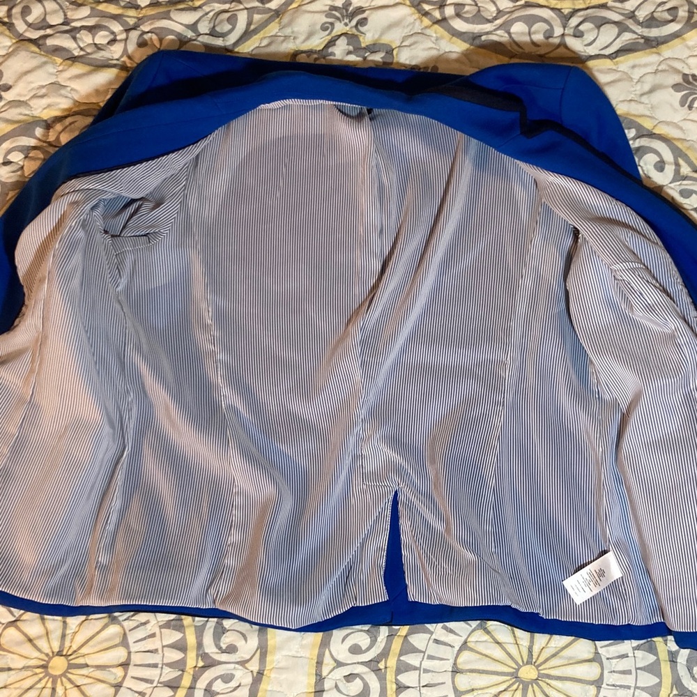 Talbots Aberdeen Pique Blue Blazer Size 14 Petite - Picture 8 of 13